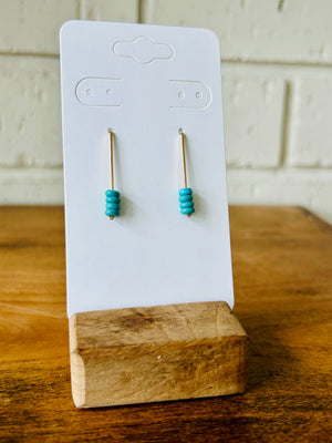Turquoise Earrings -with 3 beads