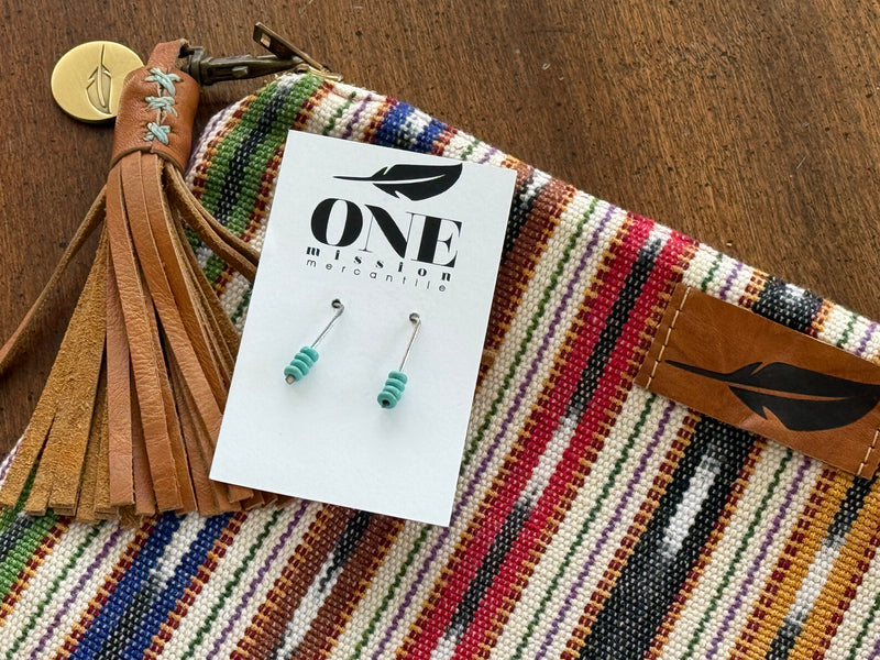 Turquoise Earrings -with 3 beads