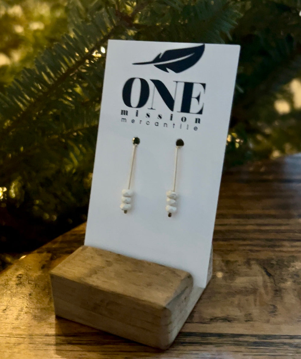 White Textured Triple Bead