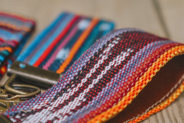 KB Leather + Indigenous Cloth Key Fob