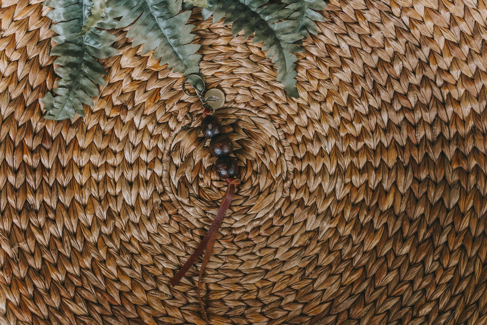 Dark Brown Wood Beads with Brown Leather